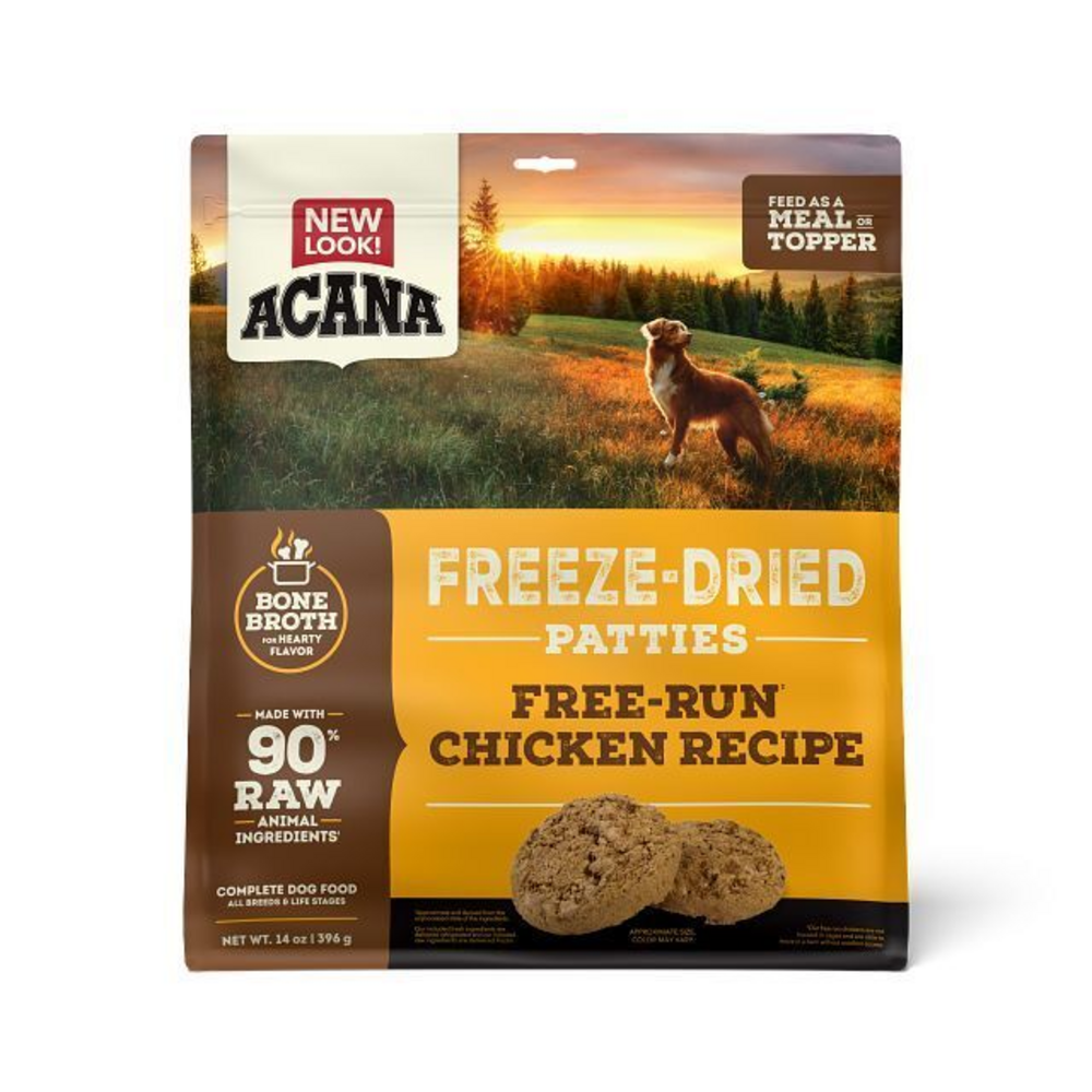 Acana Freeze Dried Dog Food and Topper Grain Free High Protein Fresh and Raw Animal Ingredients FreeRun Chicken Recipe Patties