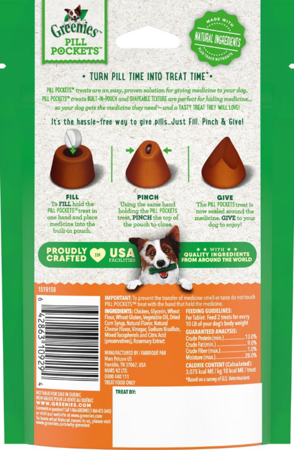 Greenies Pill Pockets Canine Cheese Flavor Dog Treats
