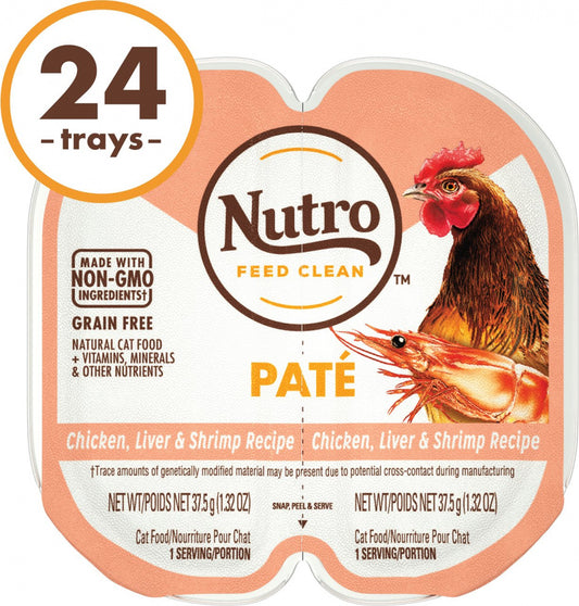 Nutro Perfect Portions Adult Grain Free Chicken, Liver & Shrimp Pate Wet Cat Food Trays
