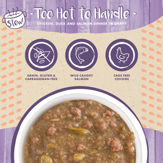 Weruva Classic Cat Stews! Too Hot to Handle with Chicken Duck & Salmon in Gravy Canned Cat Food
