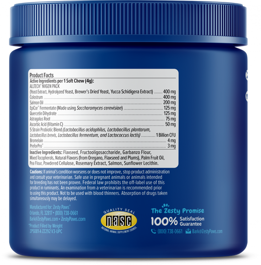 Zesty Paws Advanced Aller-Immune Bites For Seasonal Allergies Immune Support & Gut Health for Senior & Adult Dogs