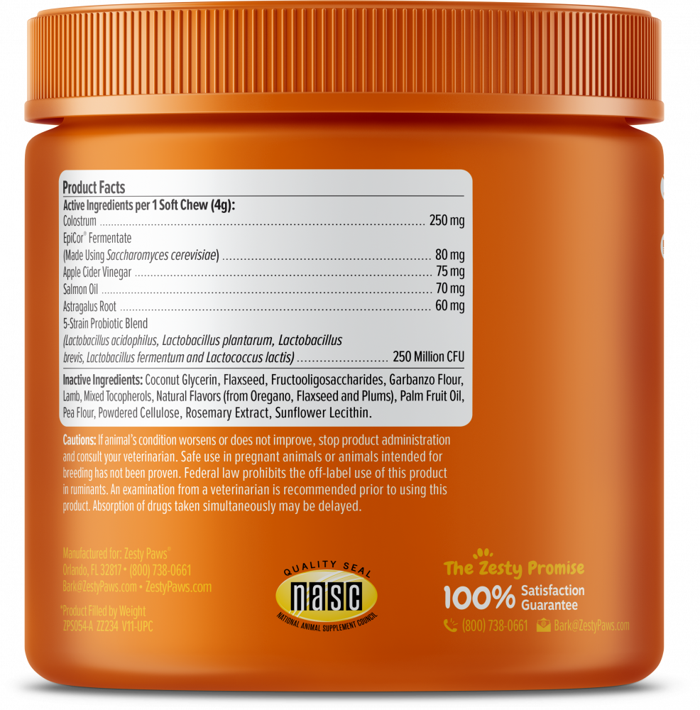 Zesty Paws Aller-Immune Bites for Seasonal Allergies Lamb Flavor Immune Function Sensitive Skin & Gut Health for Dogs