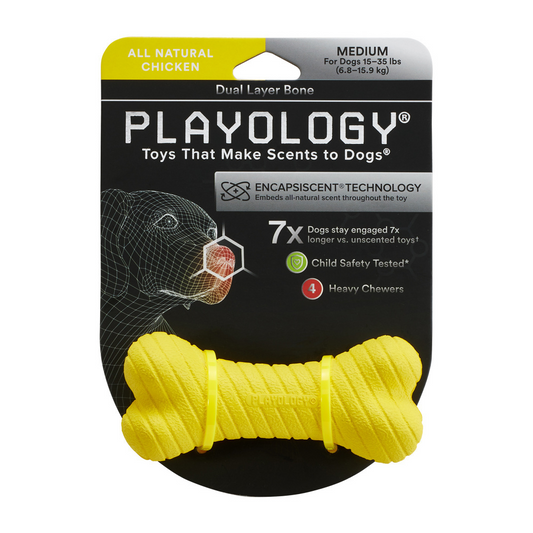 Playology Dual Layer Bone Chicken Scented Dog Toy