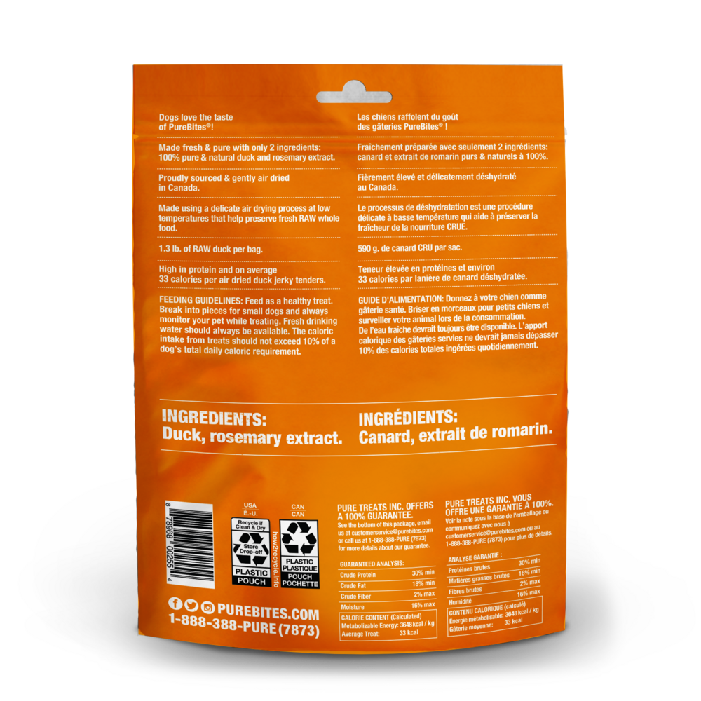 PureBites Duck Jerky Freeze Dried Raw Dog Treats