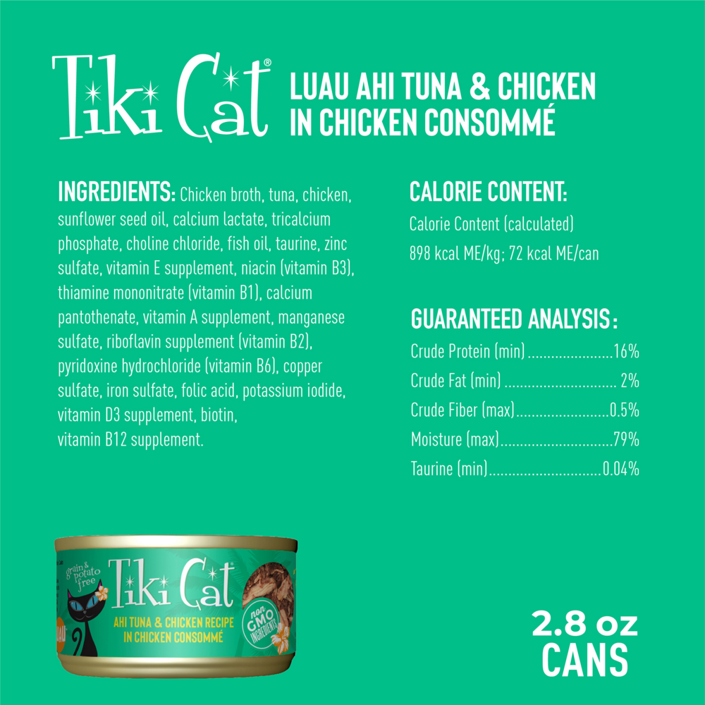 Tiki Cat Hookena Luau Grain Free Ahi Tuna And Chicken In Chicken Consomme Canned Cat Food