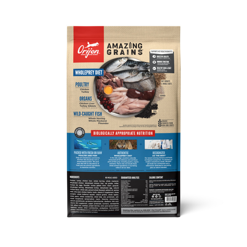 Orijen Amazing Grains Original Dry Dog Food Chicken, Turkey & Fish