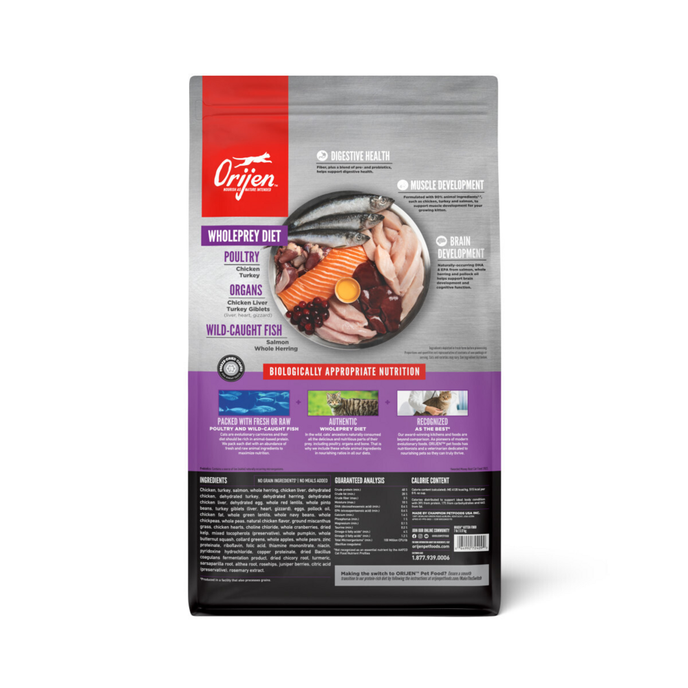Orijen Grain Free, Premium, High Protein, Fresh & Raw Animal Ingredients Dry Kitten Food