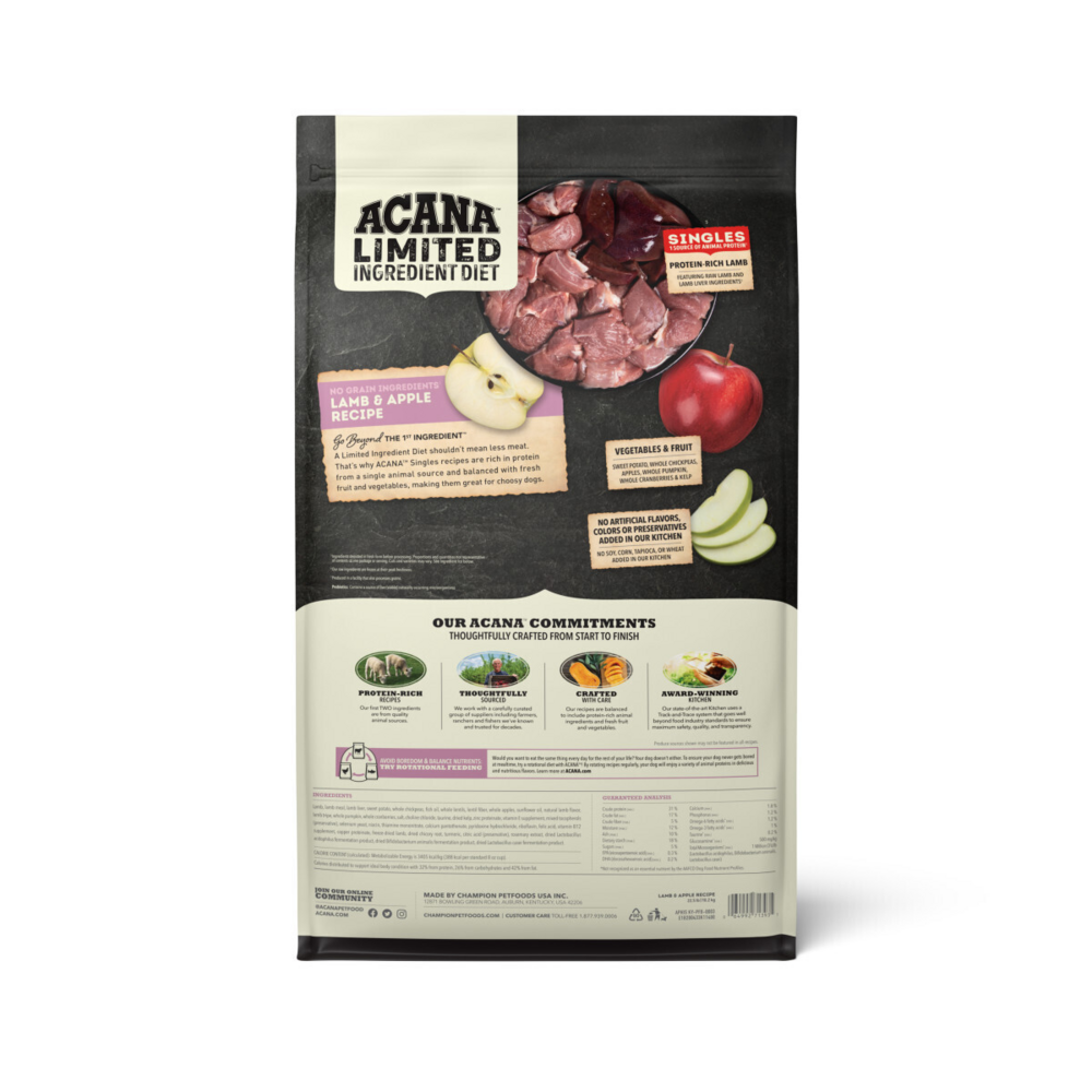 Acana Singles, Lamb & Apple Recipe, Limited Ingredient Diet Dry Dog Food