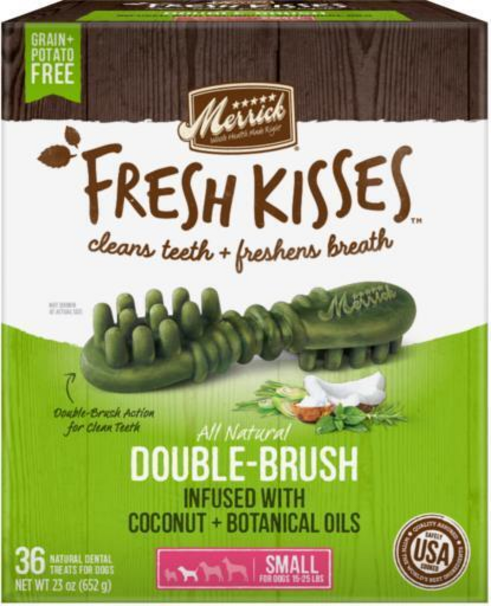 Merrick Fresh Kisses Coconut Oil and Botanics Dental Dog Chews Small