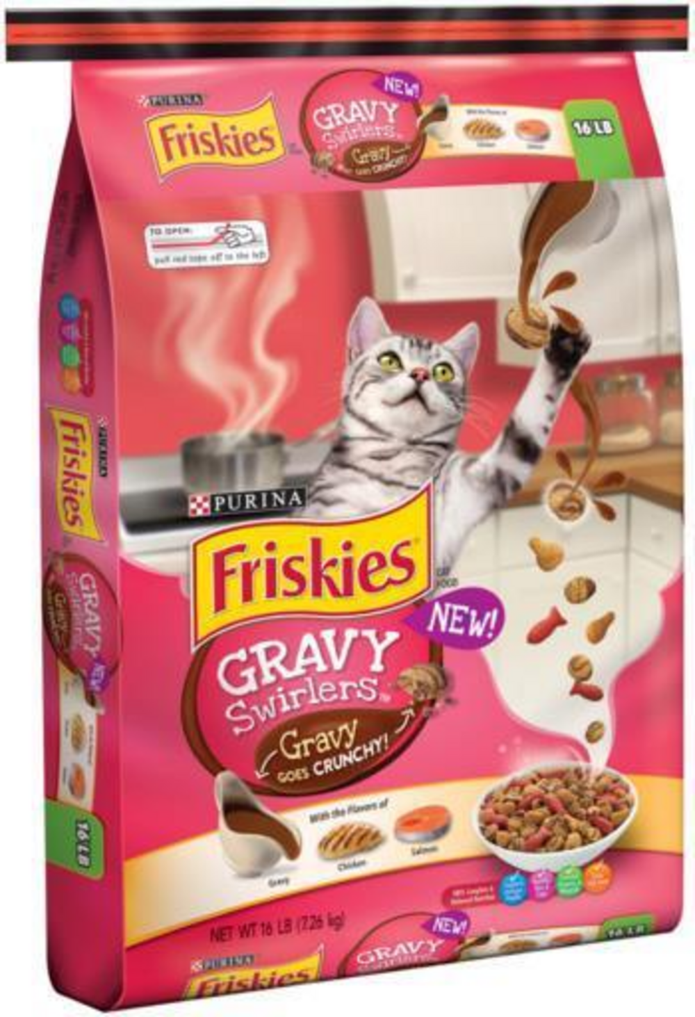 Purina Friskies Gravy Swirlers Chicken and Salmon Dry Cat Food