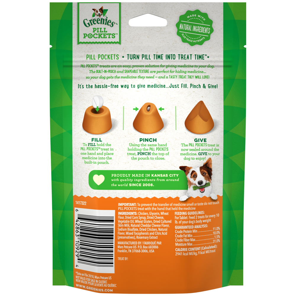 Greenies Pill Pockets Canine Cheese Flavor Dog Treats