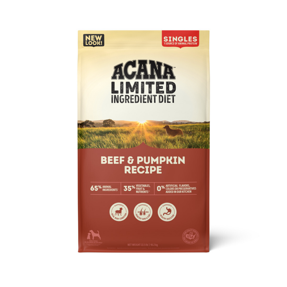 Acana Singles, Beef & Pumpkin Recipe, Limited Ingredient Diet Dry Dog Food