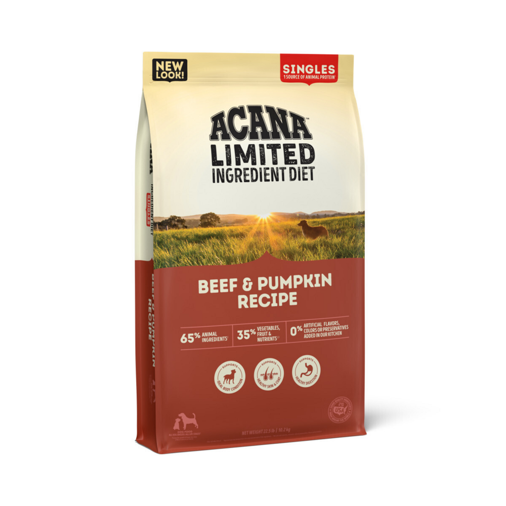 Acana Singles, Beef & Pumpkin Recipe, Limited Ingredient Diet Dry Dog Food