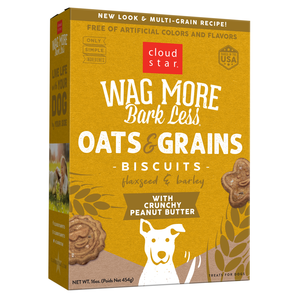 Cloud Star Wag More Bark Less Oats & Grains Crunchy Peanut Butter Dog Treats