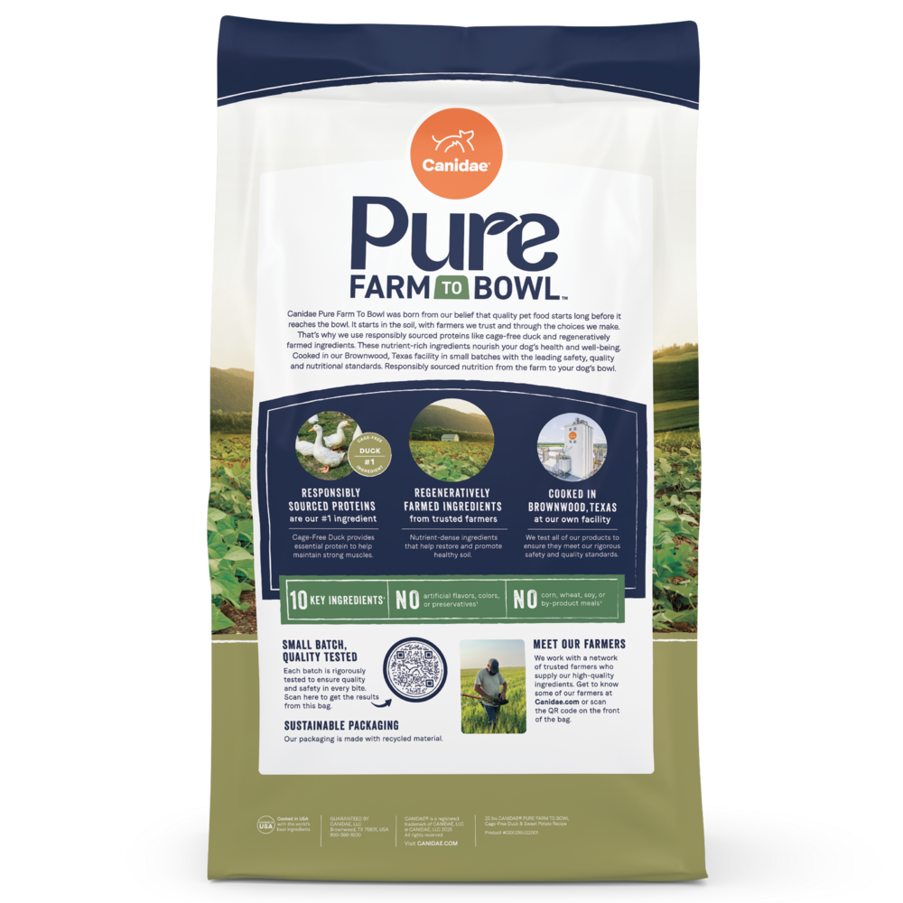 Canidae Pure Farm To Bowl Cage-Free Duck & Sweet Potato Recipe Dog Food