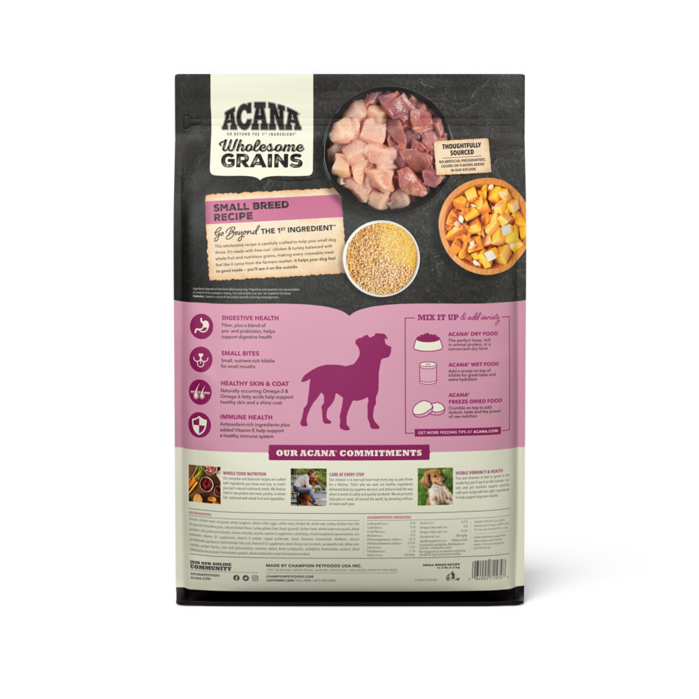 Acana Wholesome Grains Small Breed Recipe, Real Chicken, Eggs & Turkey Dry Dog Food