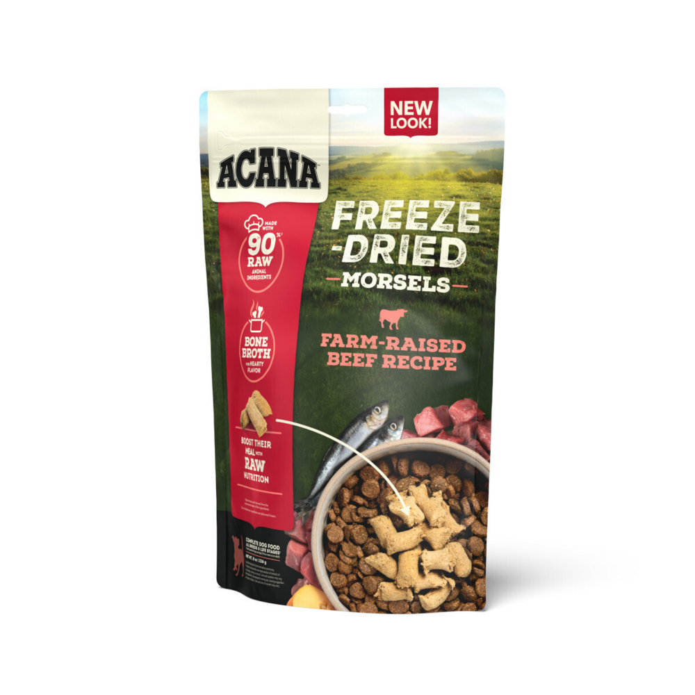 ACANA Freeze Dried Dog Food & Topper, Grain Free, High Protein,  Fresh & Raw Animal Ingredients, Ranch-Raised Beef Recipe, Morsels