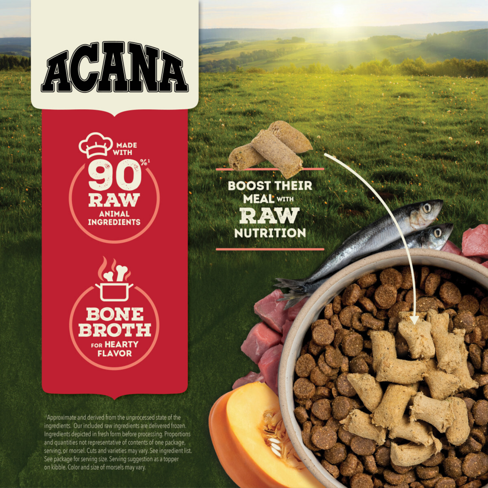 ACANA Freeze Dried Dog Food & Topper, Grain Free, High Protein,  Fresh & Raw Animal Ingredients, Ranch-Raised Beef Recipe, Morsels