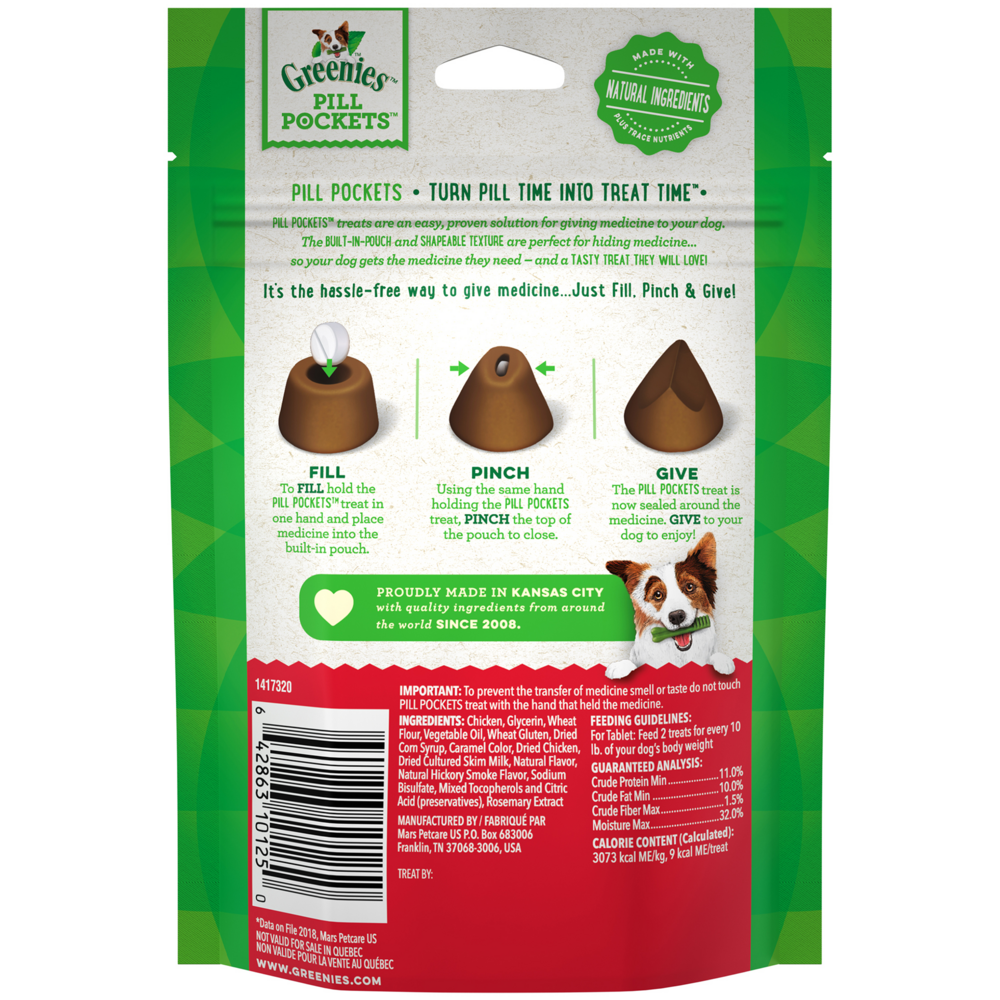 Greenies Pill Pockets Canine Hickory Smoke Flavor Dog Treats Tablet