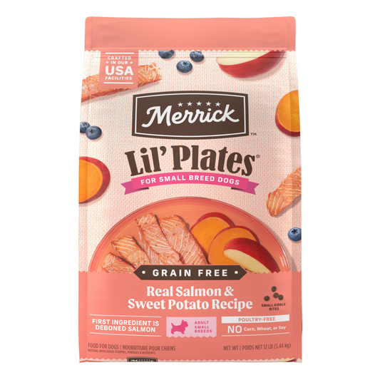 Merrick Lil Plates Small Breed Dog Food Grain Free Real Salmon & Sweet Potato Recipe Small Dog Food