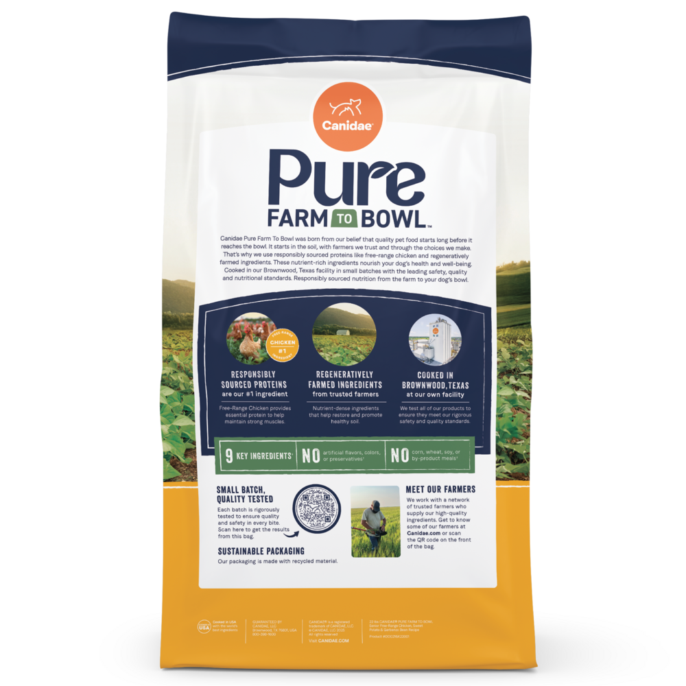 Canidae Pure Farm To Bowl Senior Free-Range Chicken, Sweet Potato & Garbanzo Bean Recipe Dog Food