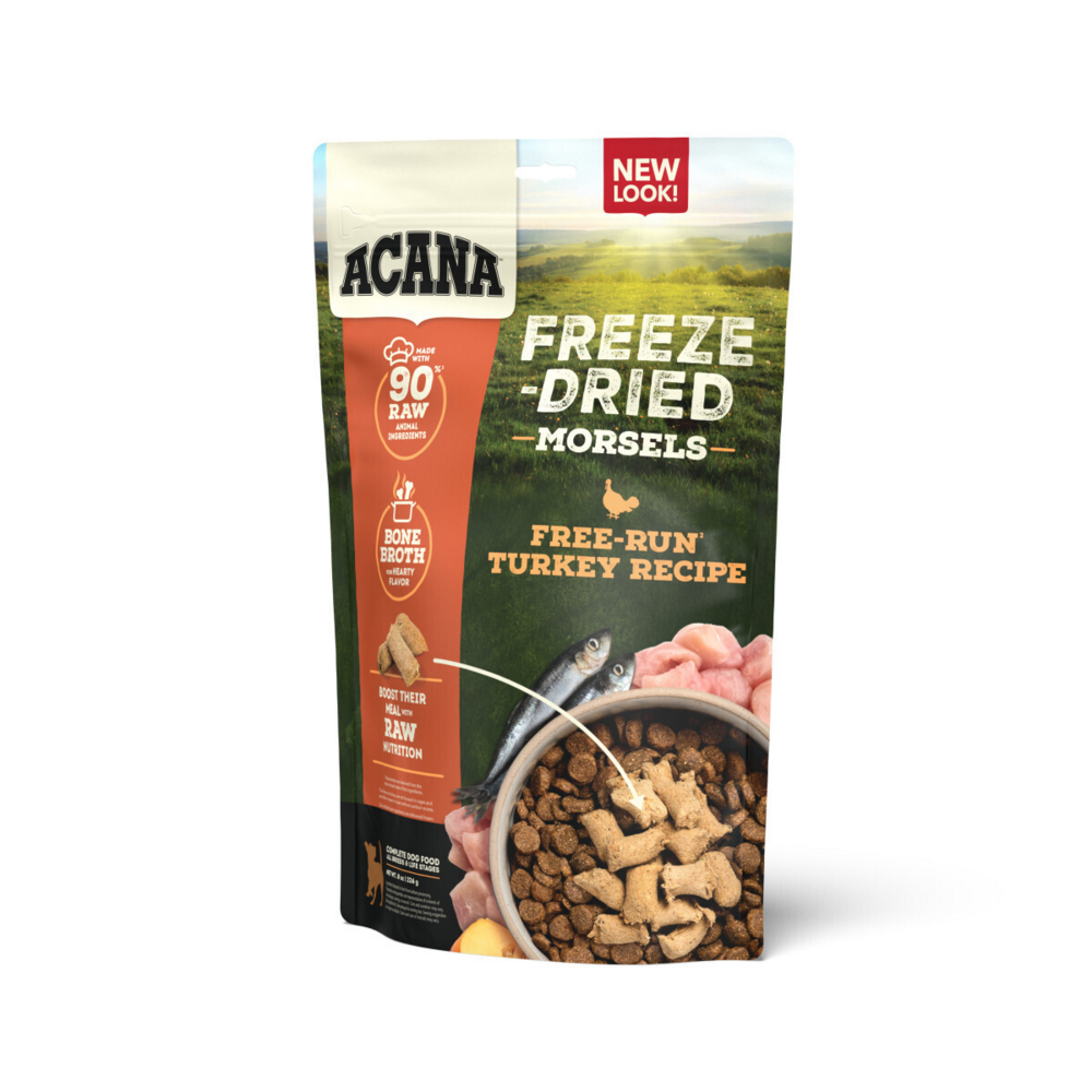 ACANA Freeze Dried Dog Food & Topper, Grain Free, High Protein,  Fresh & Raw Animal Ingredients, Free-Run Turkey Recipe, Morsels