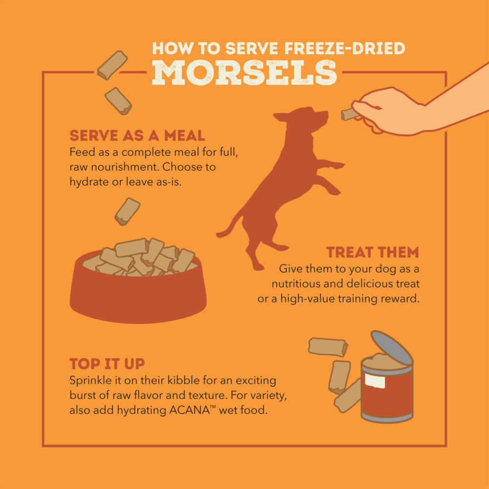 ACANA Freeze Dried Dog Food & Topper, Grain Free, High Protein,  Fresh & Raw Animal Ingredients, Free-Run Turkey Recipe, Morsels