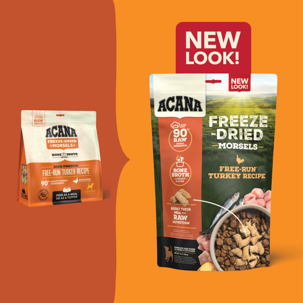 ACANA Freeze Dried Dog Food & Topper, Grain Free, High Protein,  Fresh & Raw Animal Ingredients, Free-Run Turkey Recipe, Morsels