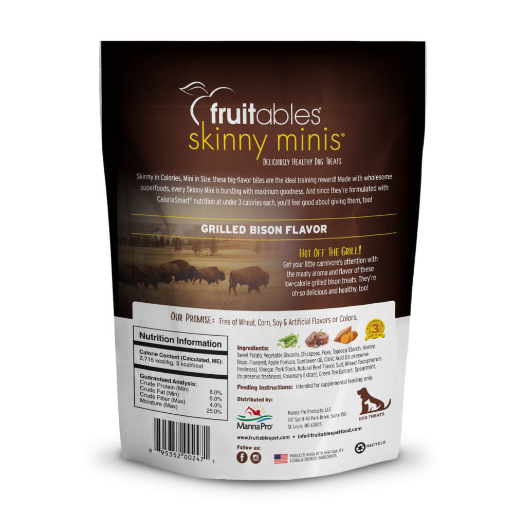 Fruitables Skinny Minis Grilled Bison Flavor Soft & Chewy Dog Treats