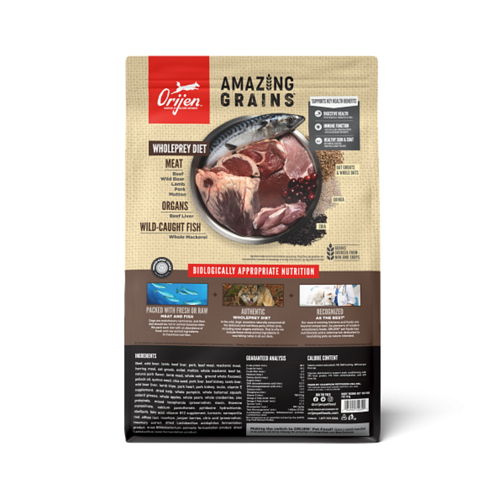 Orijen Amazing Grains Regional Red Dry Dog Food Beef, Boar, Lamb, Pork & Fish