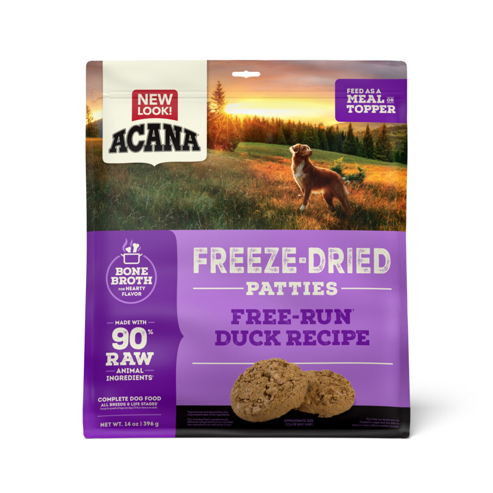 ACANA Freeze Dried Dog Food and Topper Grain Free High Protein Fresh and Raw Animal Ingredients Duck Recipe Patties
