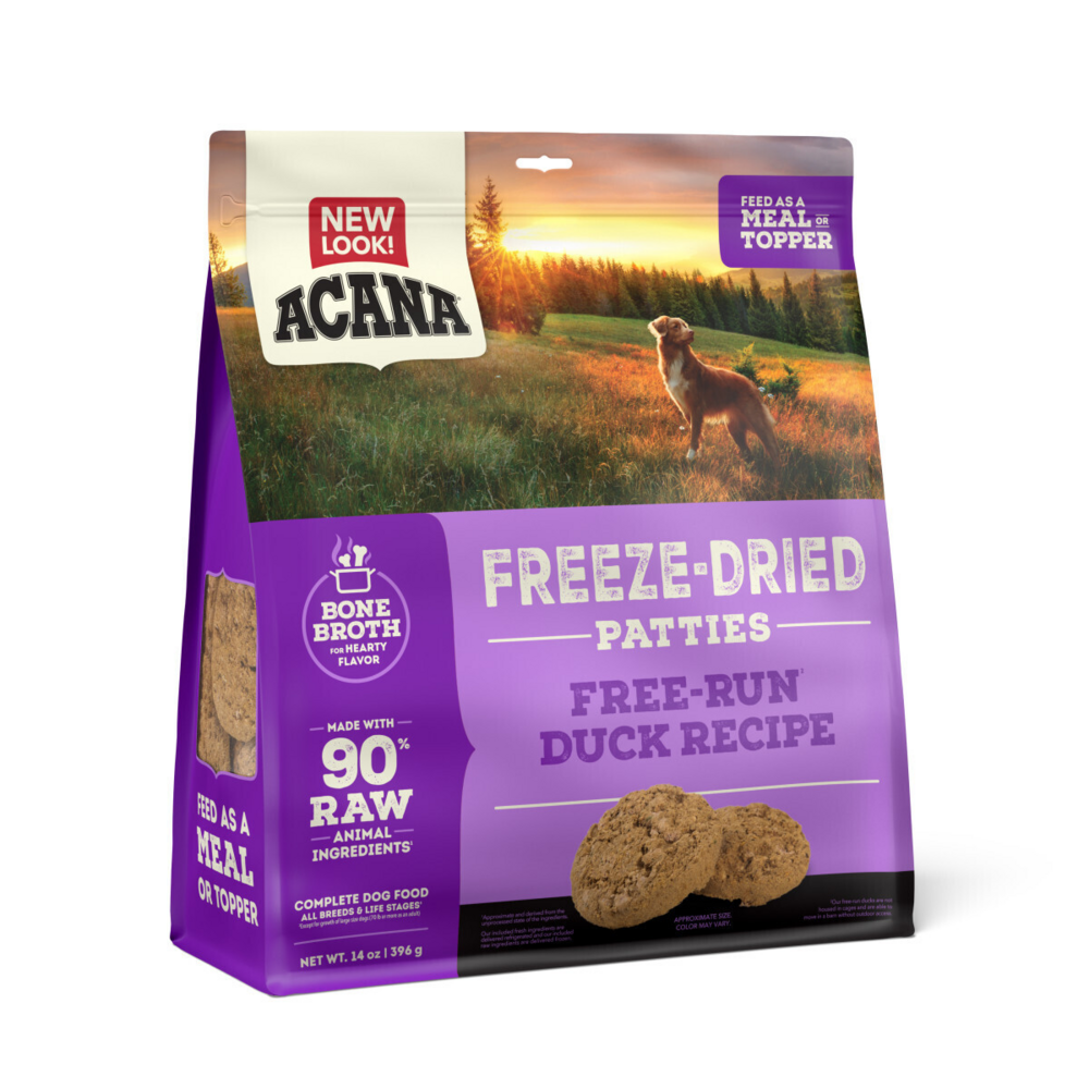 ACANA Freeze Dried Dog Food and Topper Grain Free High Protein Fresh and Raw Animal Ingredients Duck Recipe Patties