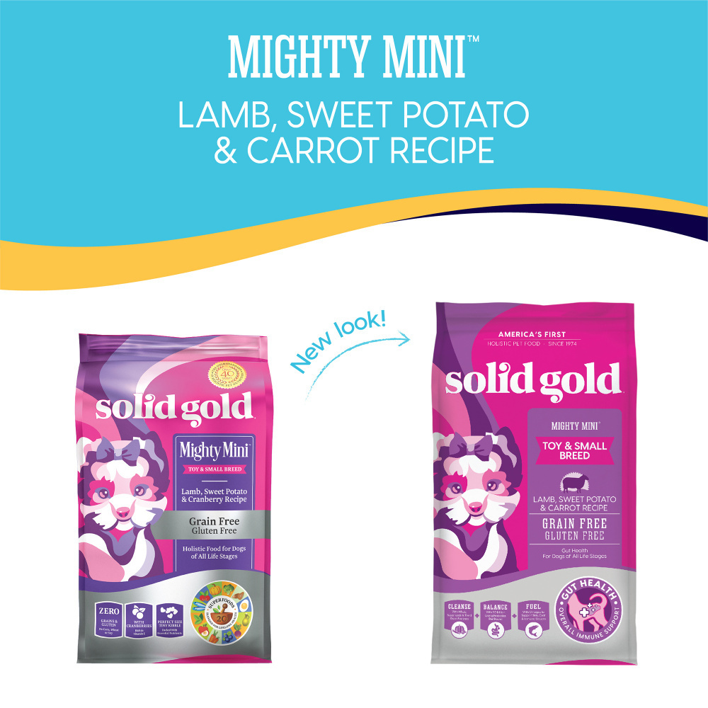 Solid Gold Nutrient Boost Formula Mighty Mini Grain Free Toy & Small Breed Recipe with Lamb, Sweet Potato, & Carrot Dry Dog Food