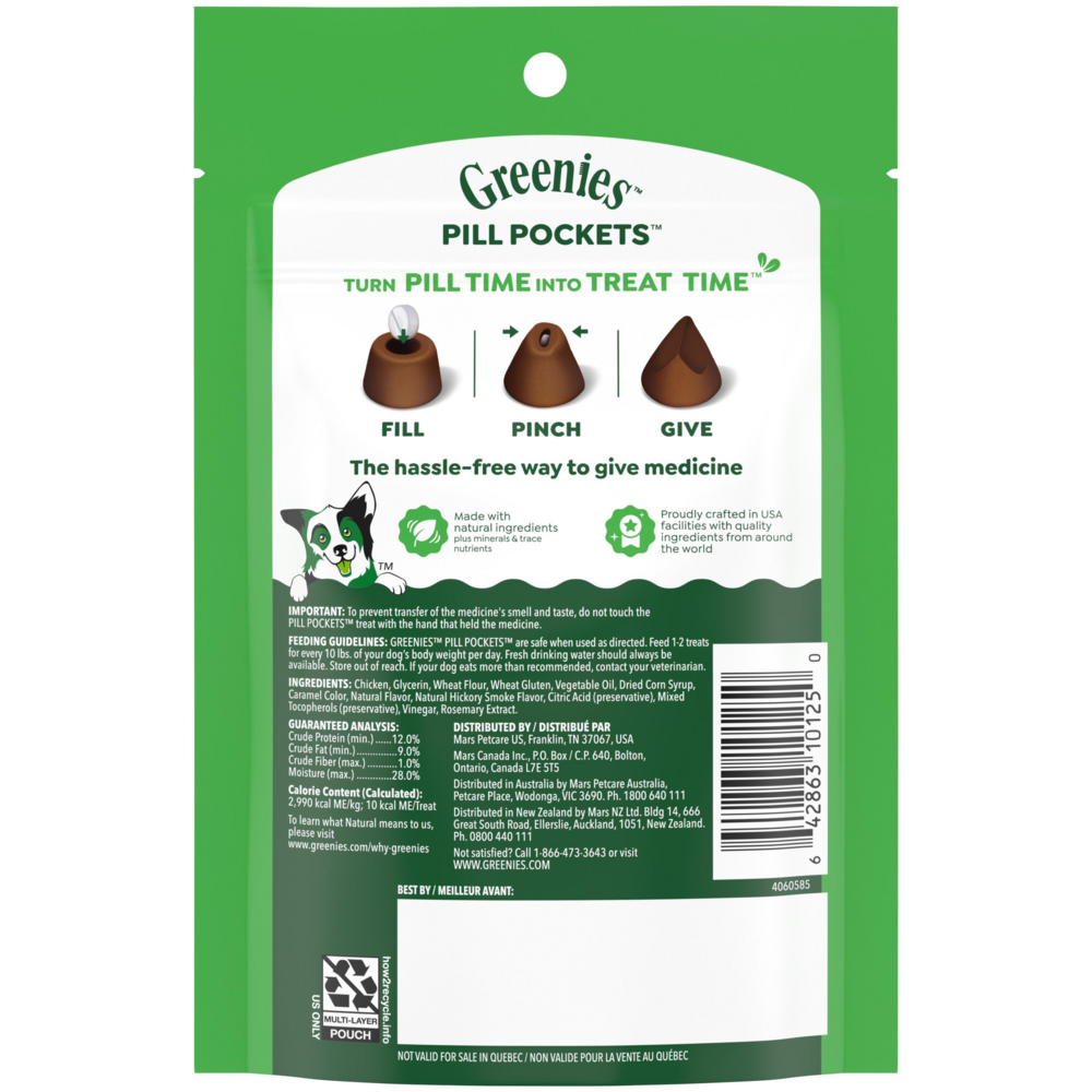 Greenies Pill Pockets Canine Hickory Smoke Flavor Dog Treats Tablet