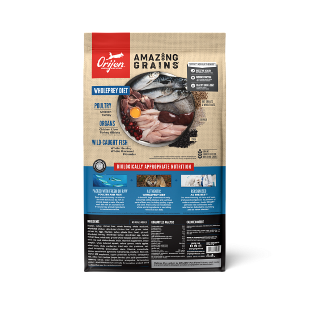Orijen Amazing Grains Original Dry Dog Food Chicken, Turkey & Fish
