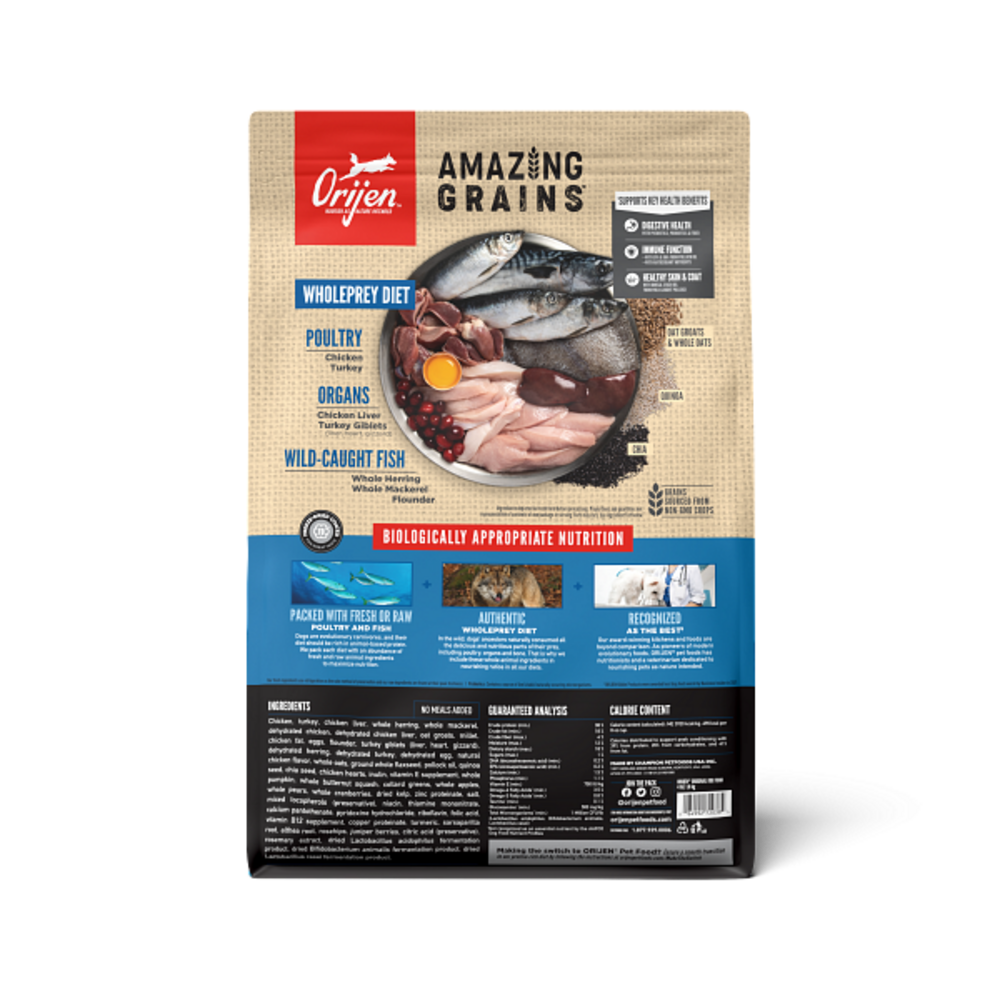Orijen Amazing Grains Original Dry Dog Food Chicken, Turkey & Fish
