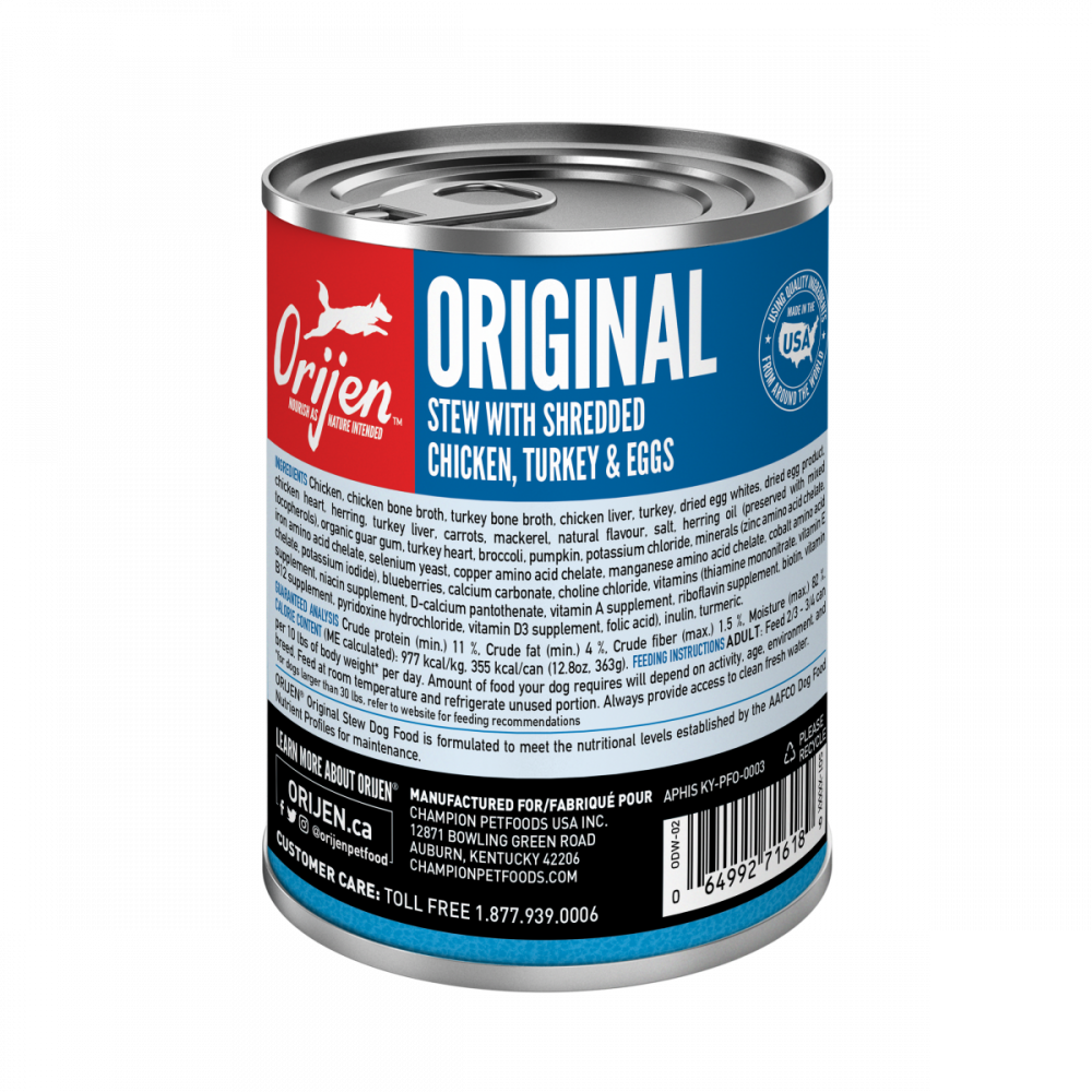 Orijen Stew w/Shreds Canned Dog Food Original Chicken, Turkey & Eggs