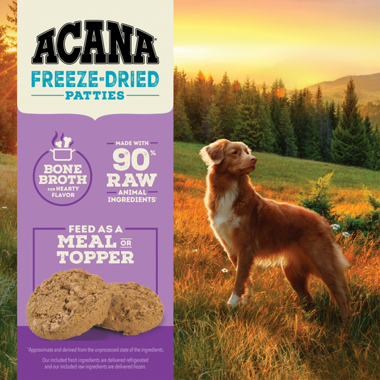 Acana Freeze Dried Dog Food and Topper Grain Free High Protein Fresh and Raw Animal Ingredients Duck Recipe Patties