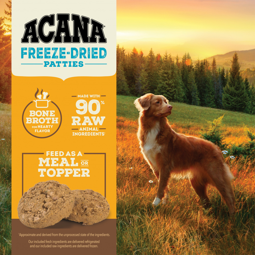 Acana Freeze Dried Dog Food and Topper Grain Free High Protein Fresh and Raw Animal Ingredients FreeRun Chicken Recipe Patties