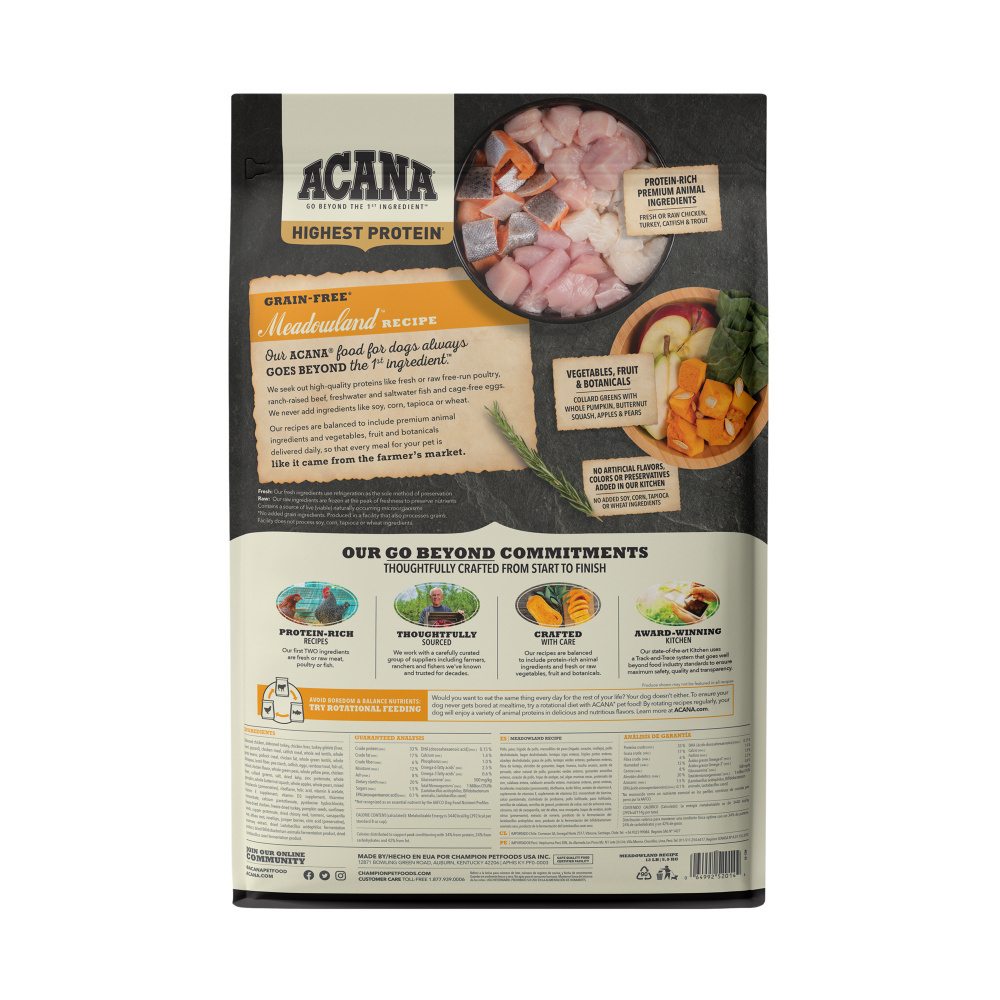 Acana Highest Protein Dry Dog Food Meadowland Recipe