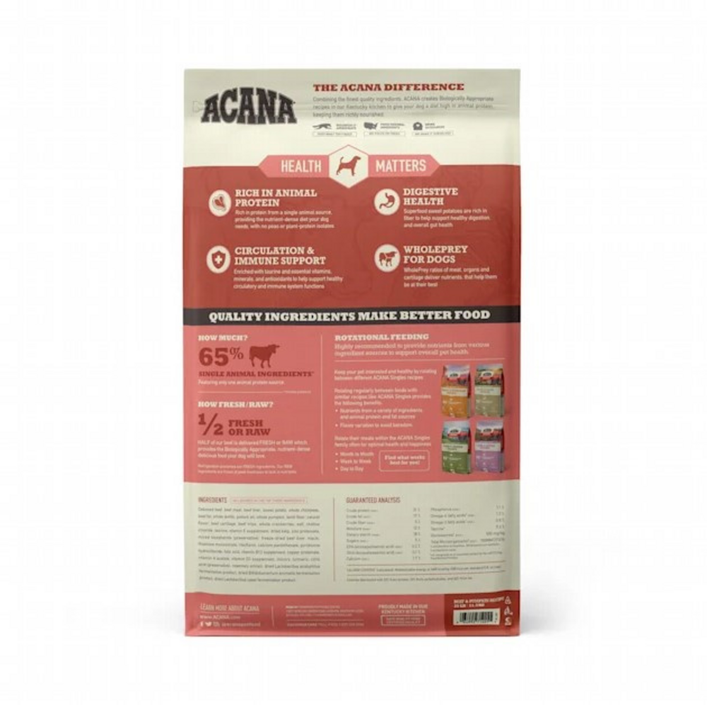 Acana Singles, Beef & Pumpkin Recipe, Limited Ingredient Diet Dry Dog Food