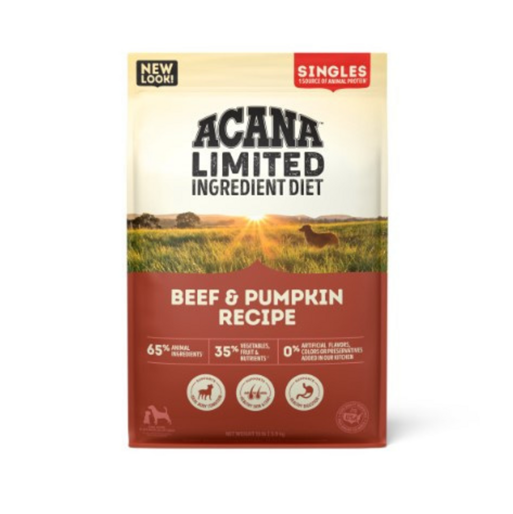 Acana Singles, Beef & Pumpkin Recipe, Limited Ingredient Diet Dry Dog Food