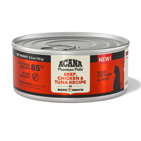 ACANA Beef, Chicken + Tuna Recipe in Bone Broth Wet Cat Food