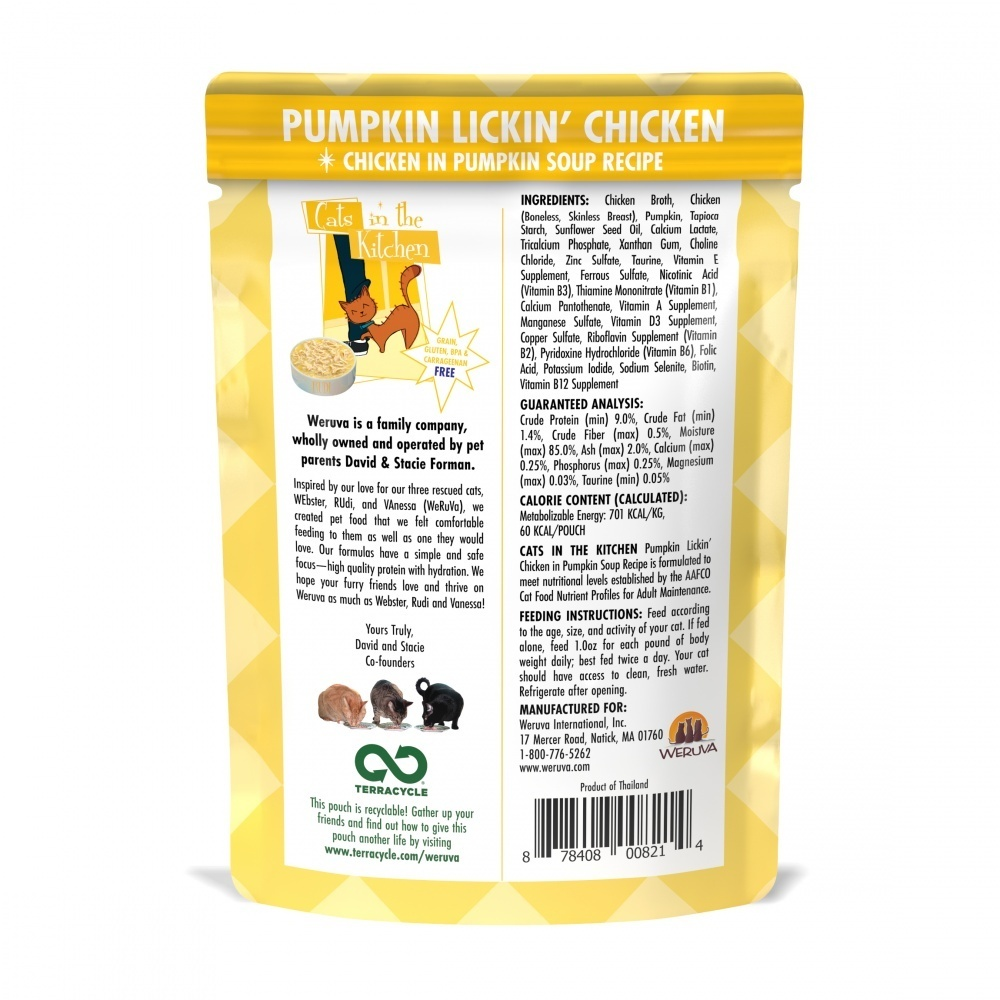 Weruva Cats In the Kitchen Pumpkin Lickin Chicken Pouches Wet Cat Food