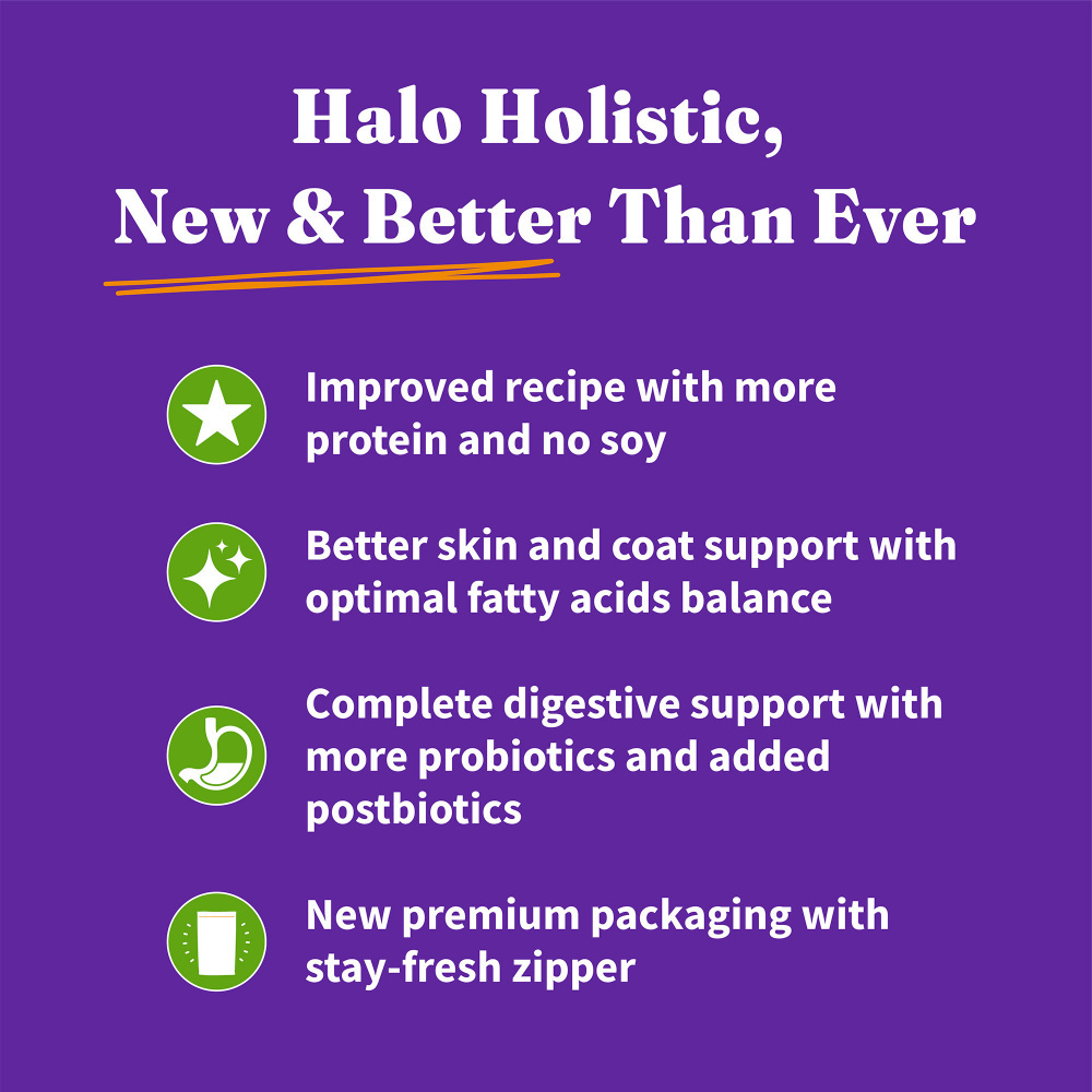 Halo Holistic Adult Dog Vegan Plant-Based Recipe with Superfoods Dry Dog Food