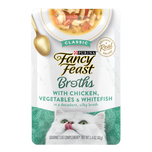 Fancy Feast Broths Chicken and Whitefish Wet Cat Food