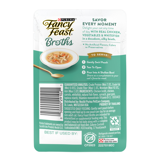 Purina Fancy Feast Broths Chicken and Whitefish Wet Cat Food
