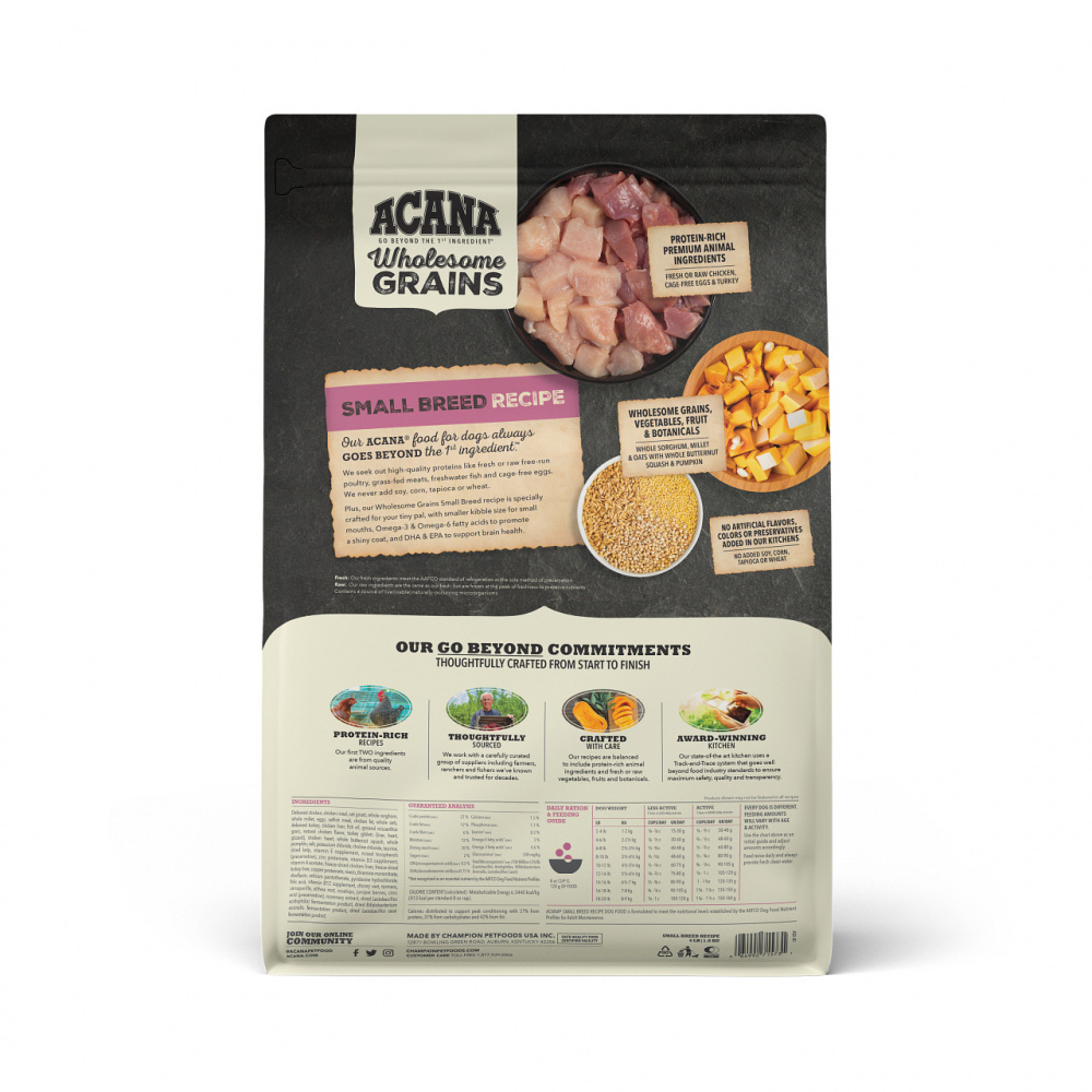 Acana Wholesome Grains Small Breed Recipe, Real Chicken, Eggs & Turkey Dry Dog Food
