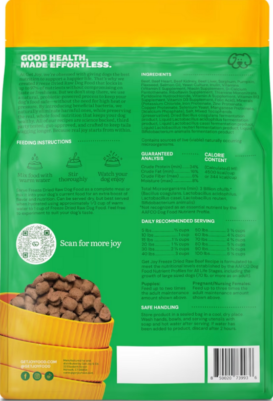 Get Joy Fresh Freeze Dried Raw Beef Dog Food