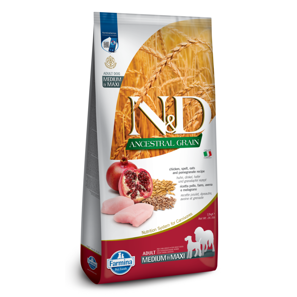 Farmina N&D Ancestral Grain Canine Chicken Spelt Oats Pomeg Adult Maxi Giant Dry Dog Food